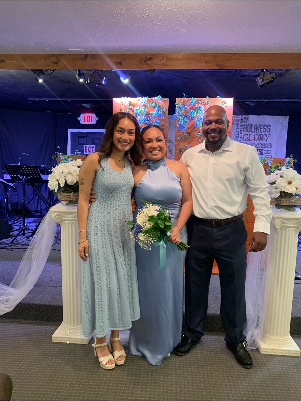 Light Blue Satin Halter Bridesmaid Dress